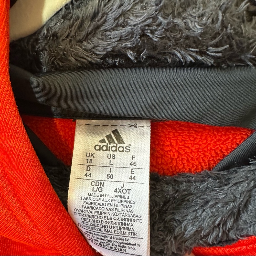 Adidas Climaheat Fleece Lined Thick Hoodie Orange Gray Womens Size Large - Picture 5 of 12